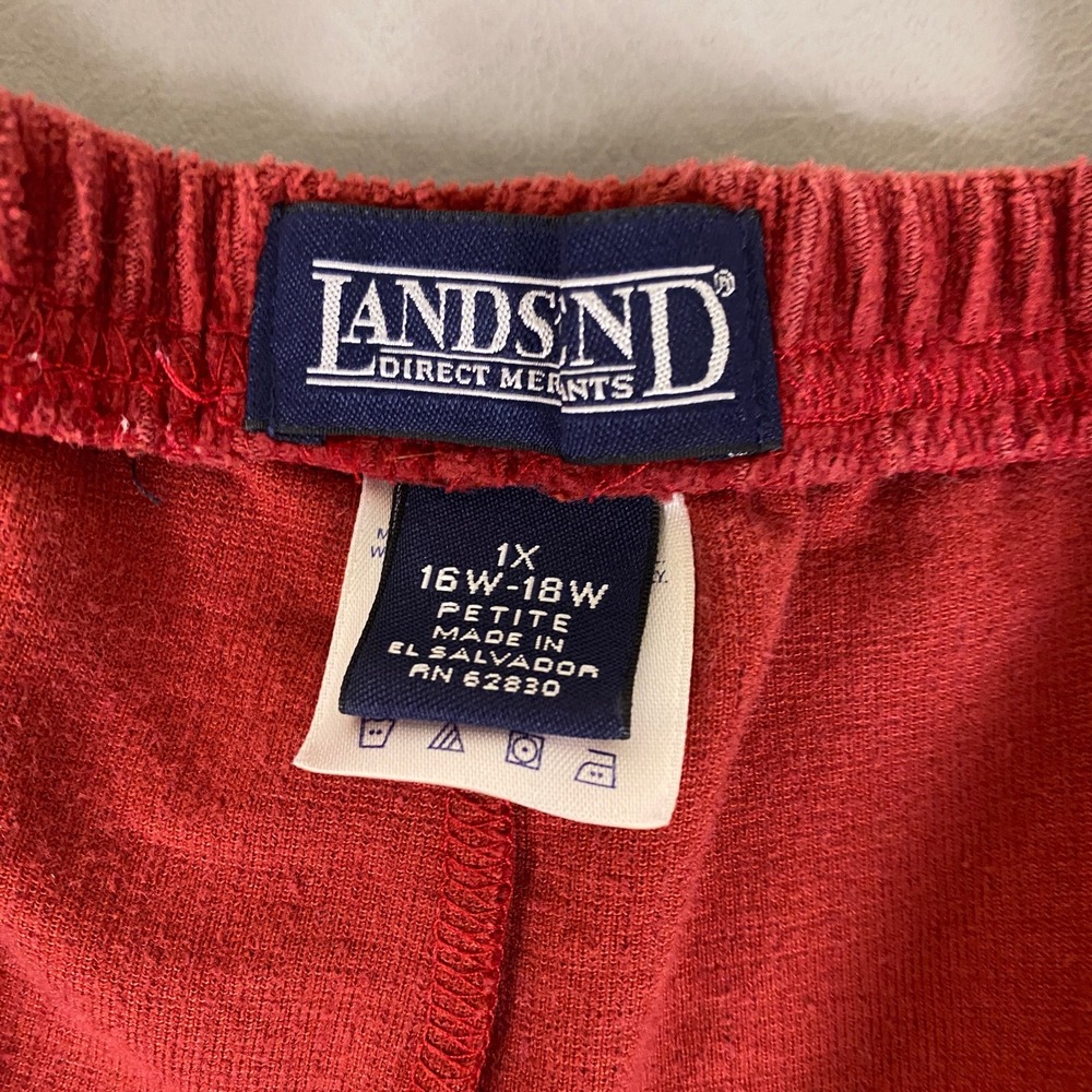 Lands End Red Corduroy Pull On Pants Womens 1X 16W-18W Petite Stretch Straight - Picture 2 of 11